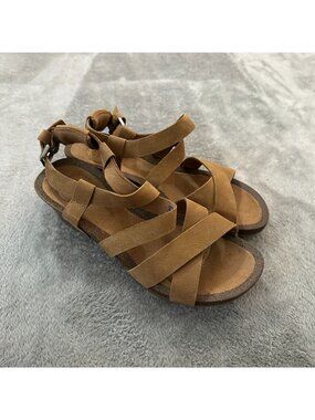 Teva Mahonia Wedge Cross Strap Brown Leather Sandals Shoes Womens 8.5